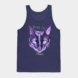 Black Cat Power Cat Face Tank Top